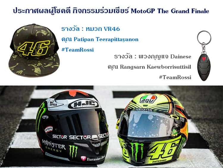 มาแล้วๆ ประกาศผลผู้โชคดี กิจกรรมร่วมเชียร์ MotoGP The Grand Finale !!! | MOTOWISH 50