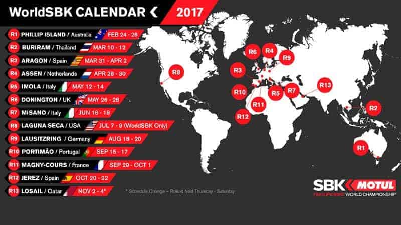 ประกาศ!! ตารางการแข่งขัน Superbike World Championship 2017 อย่างเป็นทางการ | MOTOWISH 145