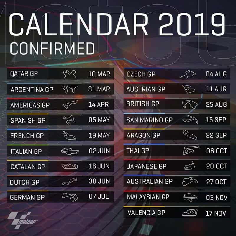 คลอดแล้ว! ปฏิทินการแข่งขัน MotoGP ปี 2019 อย่างเป็นทางการ | MOTOWISH 2