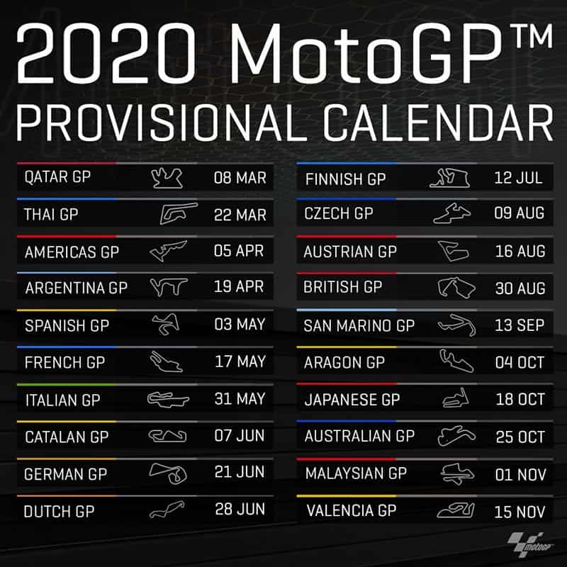 MotoGP ประกาศ “ThaiGP” เลื่อนขึ้นมาแข่งเดือนมีนาคม เป็นสนามที่ 2 ของฤดูกาล 2020 พร้อมเพิ่มสนามแห่งใหม่ | MOTOWISH 1