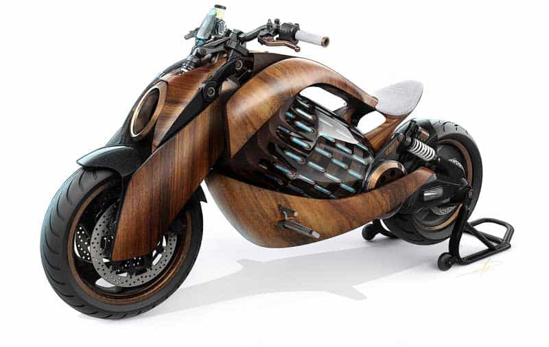 ส่วนผสมที่ลงตัว ภาพเรนเดอร์ “2020 Newron EV-1” รถจักรยานยนต์ไฟฟ้า ลายไม้ศิลปะชั้นสูง | MOTOWISH 1