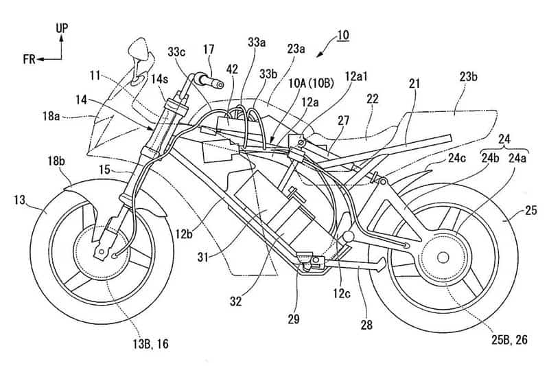 มาแล้ว!! สิทธิบัตรสปอร์ตไบค์พลังงานไฟฟ้าของ Honda ที่อยู่ในร่าง CBR | MOTOWISH 2