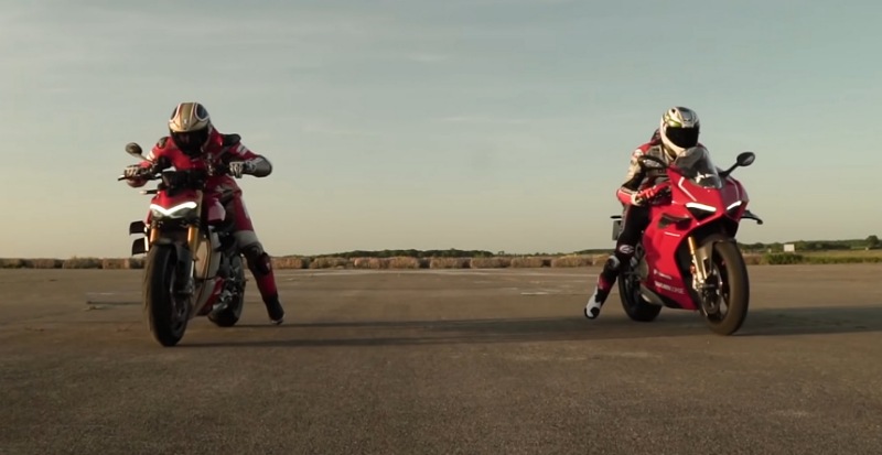 drag race ducati v4r vs streetfighter v4s