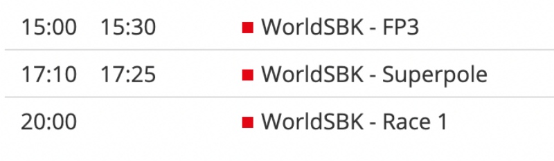 ตารางแข่งขัน WorldSBK 2021 สนามที่ 4 โดนิงตัน ประเทศสหราชอาณาจักร-เสาร์