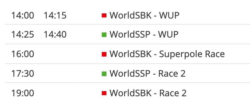 timetable worldsbk 2021 round 7 sunday