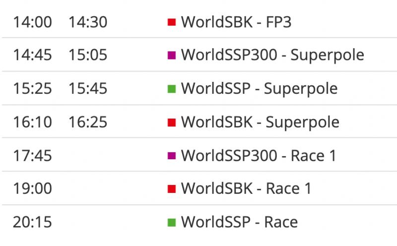 timetable worldsbk round 8- race1