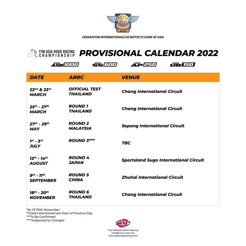 ARRC Calendar 2022