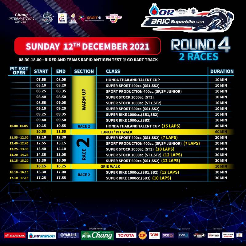 _timetable or bric superbike 2021 round 4 5 day 4