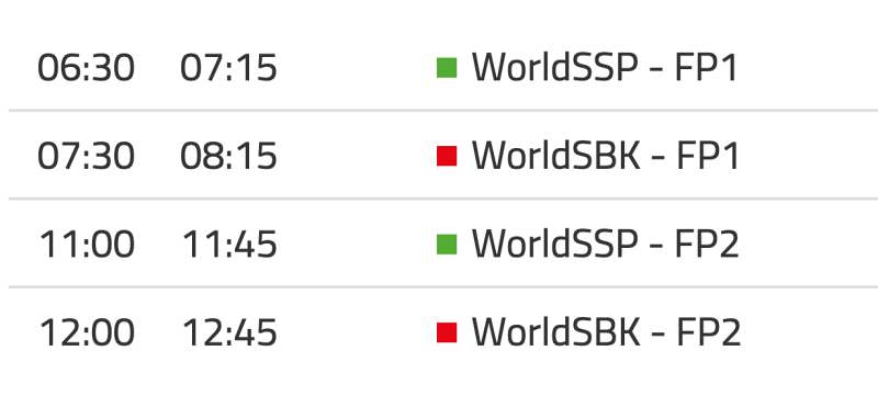 _timetable WorldSBK 2023 Round 1-Day-1